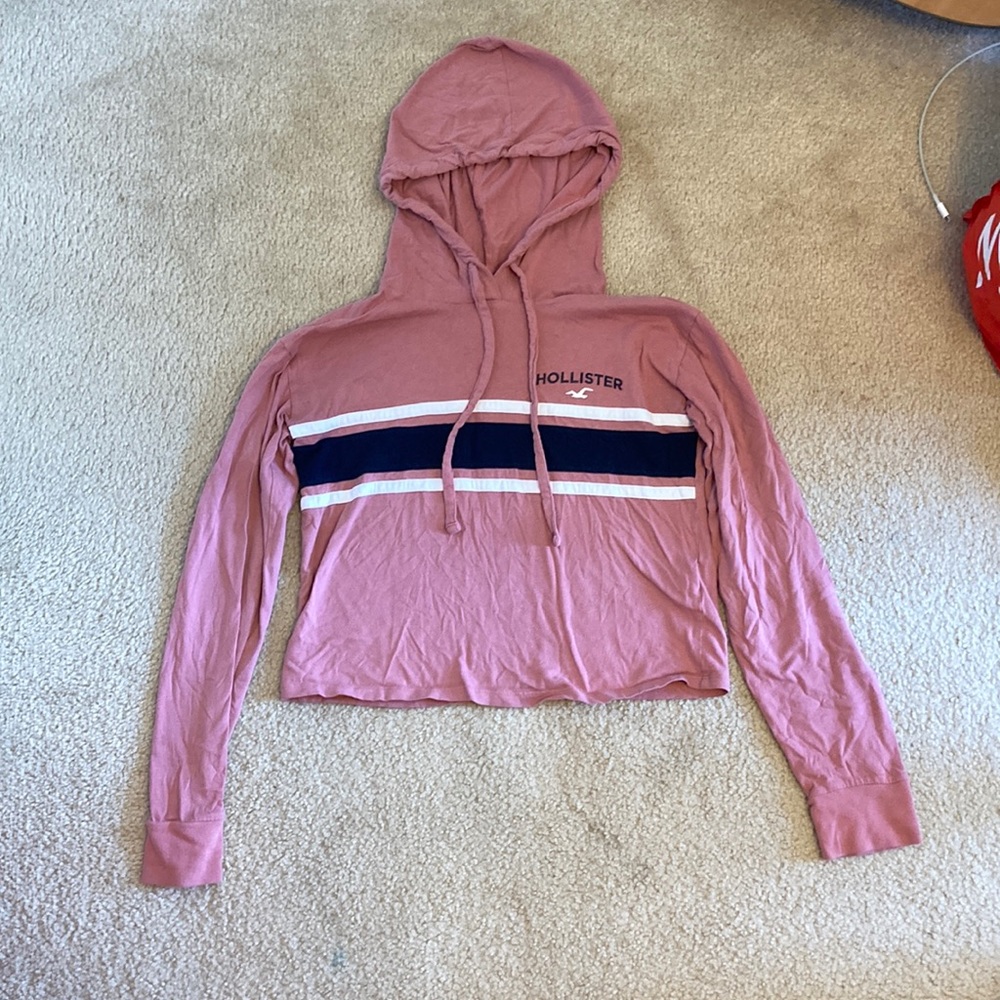 Size XXS Cropped Hollister Long Sleeve T-Shirt with hood